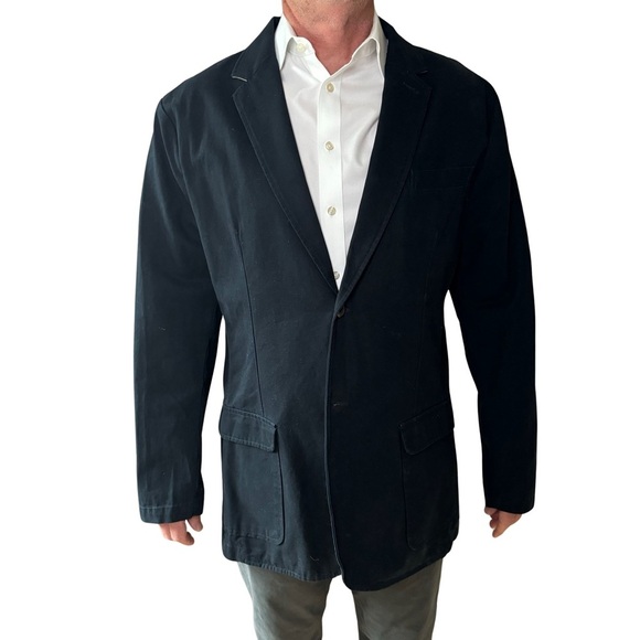 NWT STAFFORD PREP 2 Button Blazer 100% Cotton Navy Blue White Striped Lining - Picture 1 of 16